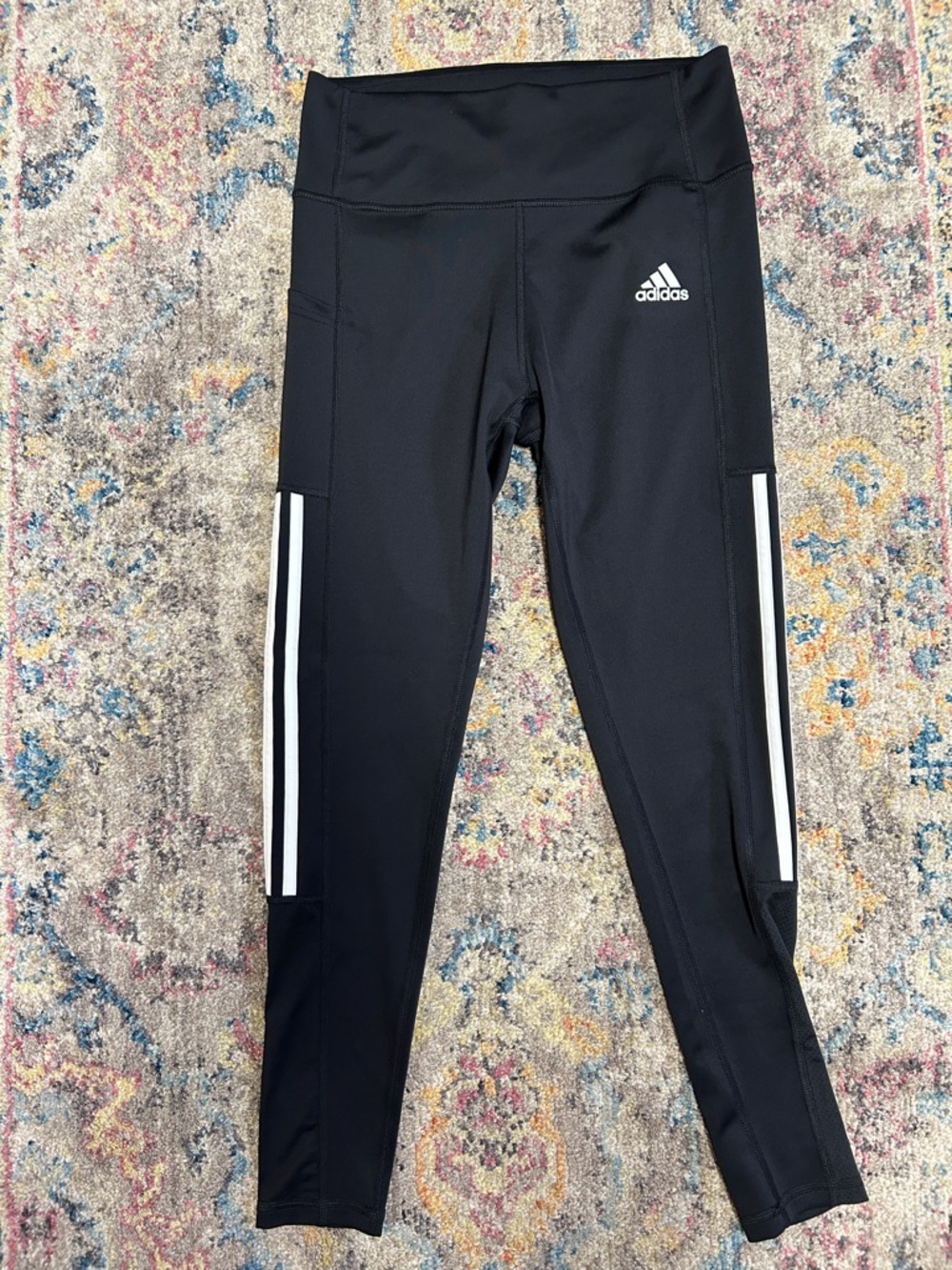 Women’s adidas Black Leggings with White Side Stripes